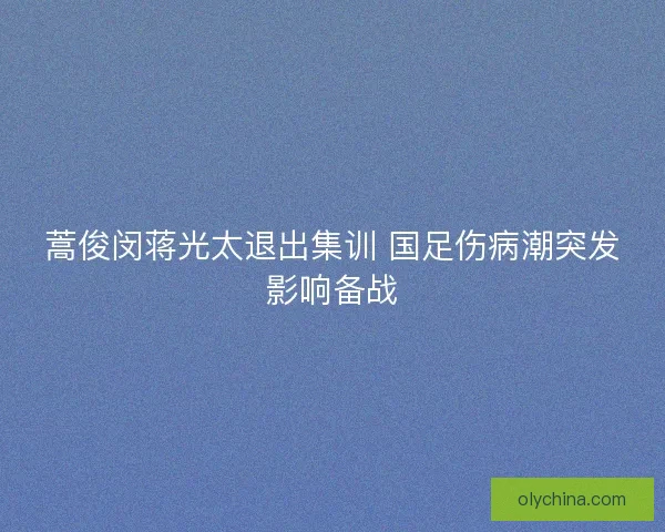 蒿俊闵蒋光太退出集训 国足伤病潮突发影响备战